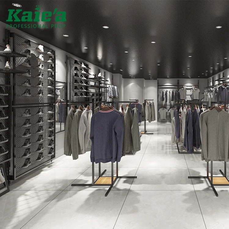 Apparel Display Racks Men Garment Shop Interior Design Menswear Metal Garment Shop Rack