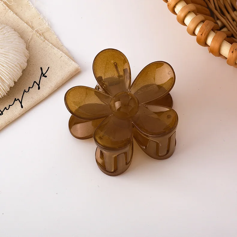 Fashion Mini Plastic Acrylic Hair Claw Clips Flower Transparent Hair Claw Clamp for Women Girls Hair Accessories