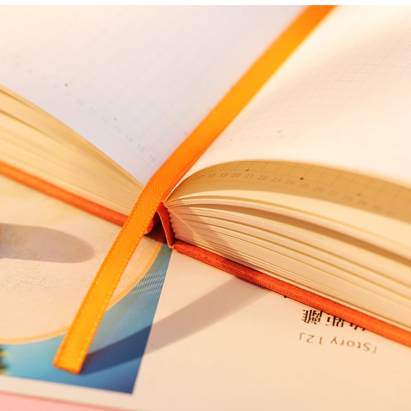 LABON New Arrivals Pink Custom Full Colors Four Seasons Theme Printing Leatherette Paper Cover A5 Dot Grid Notebook