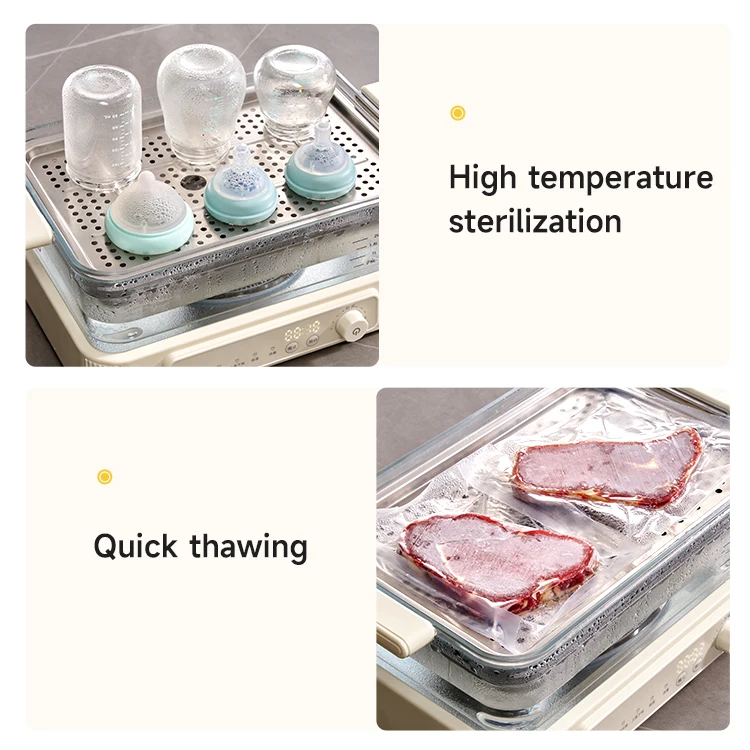 Factory Steamer Foldable Electric Digital Timer Control Mini Steam Cooker 3 Layer Food Steamer