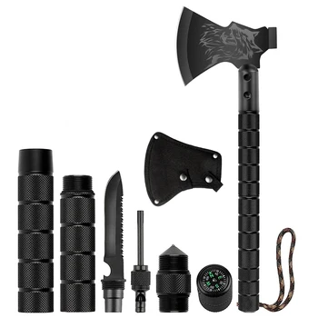 Outdoor Camping Survival Axe Aluminum Handle  Steel Metal Head First Aid Detachable Multifunction Hunting Hiking Axes