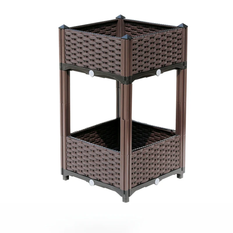 Коричневый цветочный горшок детский пластиковый с узором Ретро Простой ящик для посадки