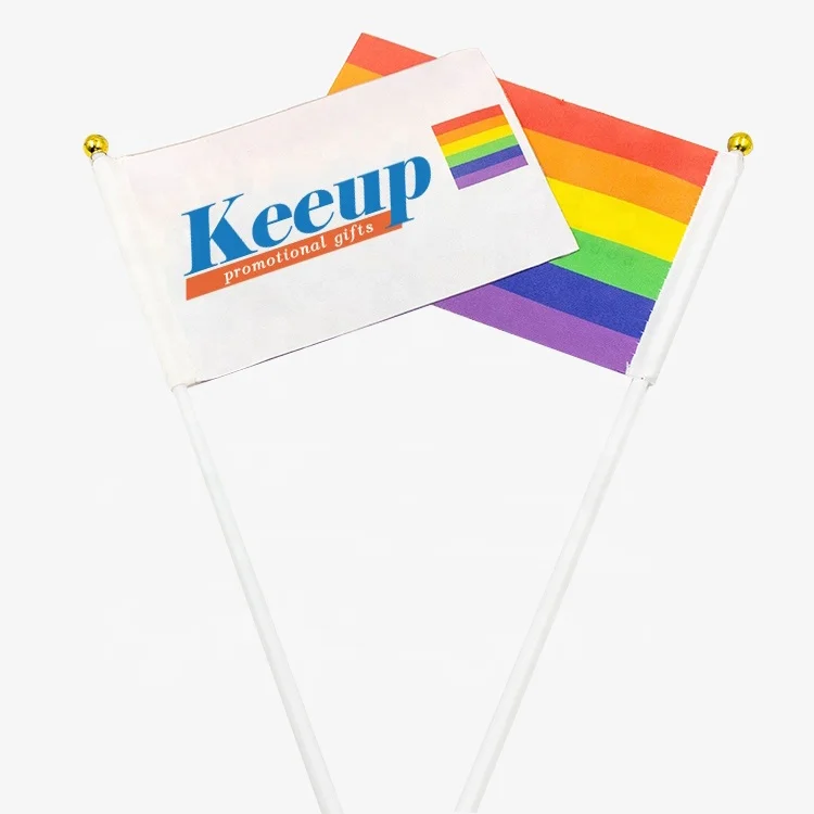 Cheap Polyester Car Flags Customized Print Waving Hand Flags Promotion Gay Pride Window Hand Held Flag for Car