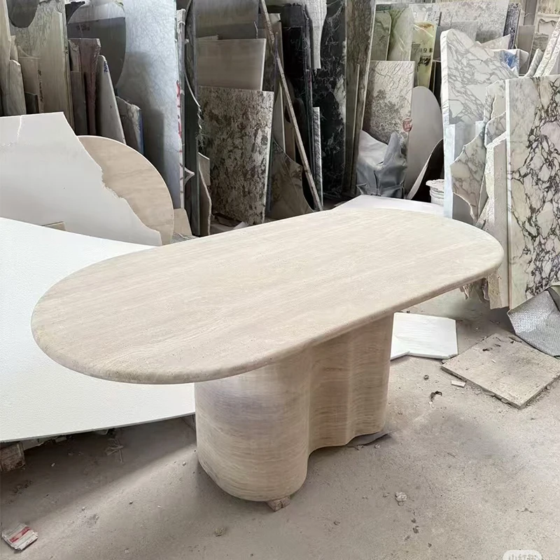 product modern minimalist nature stone myra beige travertine coffee table dining table for living room and dining area469-3