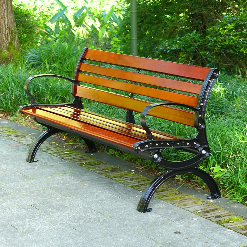 Factory Wholesale Outdoor Furniture Bench Chair Durable Pine Wood Garden Street Cast aluminium Seating Bench factory