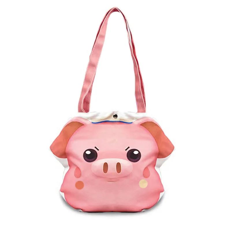Custom Oversized Canvas Shopping Ita Bag Creative Special Shape Print Cartoon Anime Character Shape Pattern Big Head Tote Bags