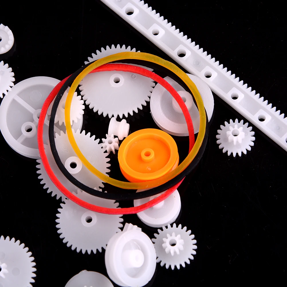 Details about   75 PCS  lot Plastic Gear Set DIY.Rack Pulley Belt Worm Single Double Gears B7F4 