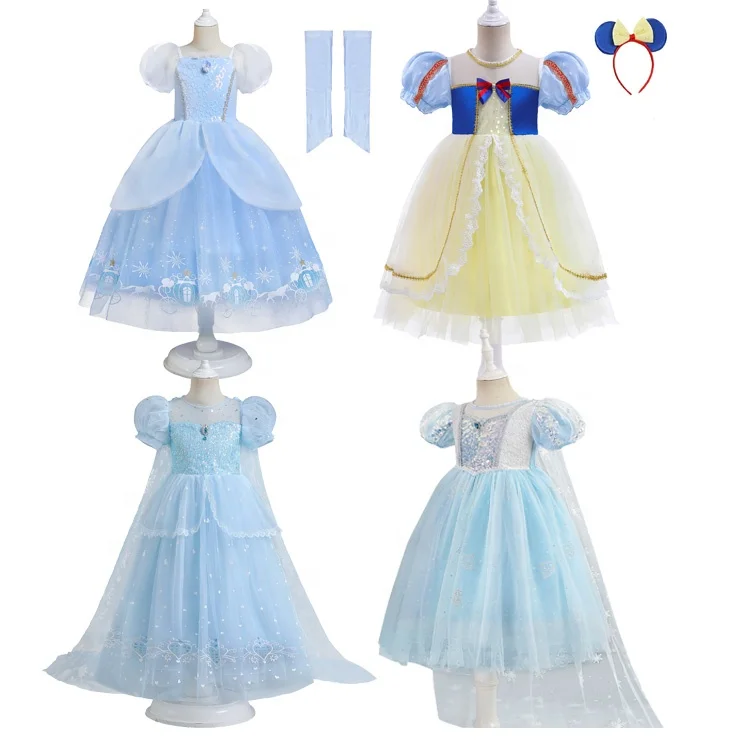 Girls Princess Dress Halloween Costume Birthday Party Clothing for Children  Kids Elsa Role Snow White Girls Fancy Dress