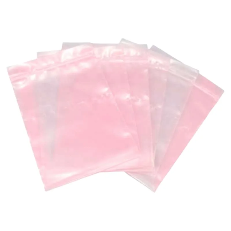 ESD Pink PE Zipper Lock Anti-static Protection Bags Packing Electronic Components  ESD packaging bag for Electric factory