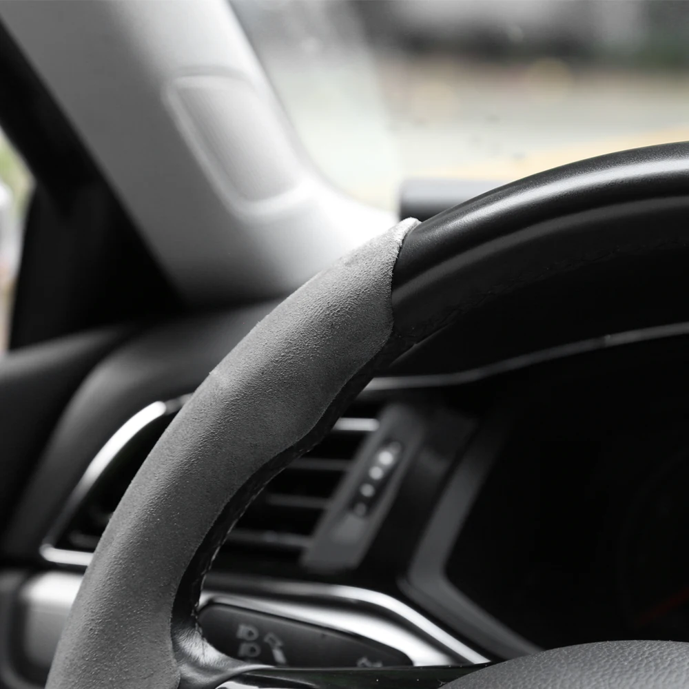 Аксессуары для интерьера, черные замшевые чехлы на руль алькантары, подходят для VW