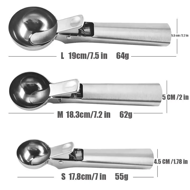 Easy Release High Quality Material Dessert Utensils Stainless Steel Ice Cream Scoop Ice Cream Server With Trtigger