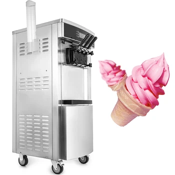 INTBUYING Commercial 3 Flavors Soft Serve Ice Cream Machine