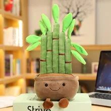 Kawaii Plush Stuffed Succulent Plants Decor Toys Soft Bookshelf Decor Doll Creative Potted Flowers Pillow for Gift Decoration