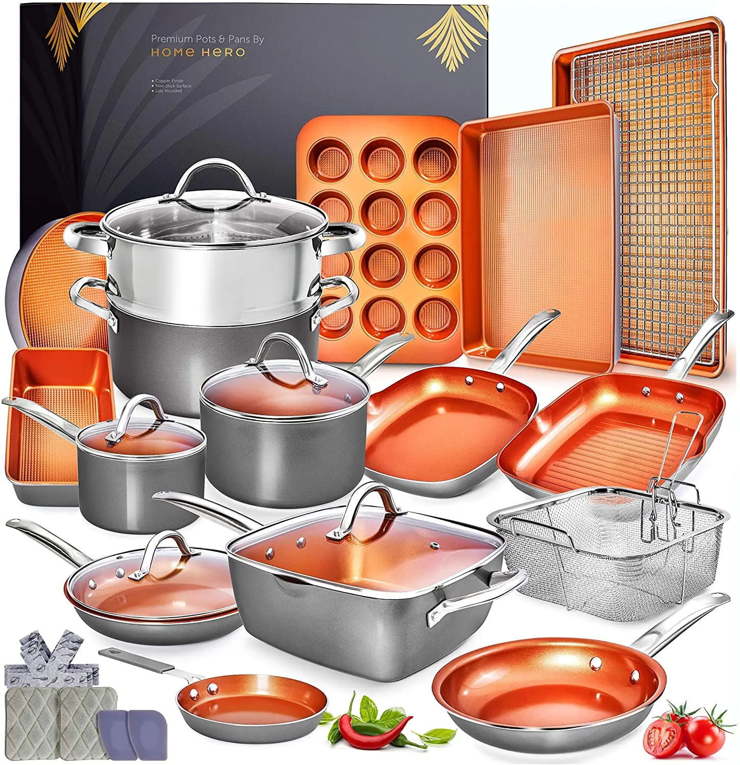 Kitchen Pots and Pans Set Nonstick Induction Cookware Sets -23pc - HomeHero