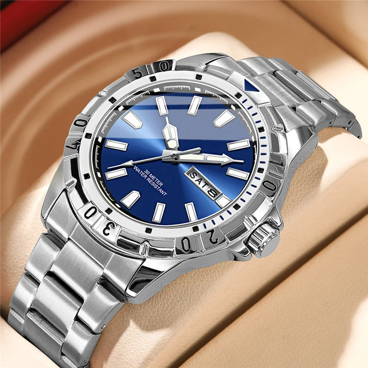 Ultra High Quality Men's Quartz Watch with Date Stainless Steel Strap and Customizable logo