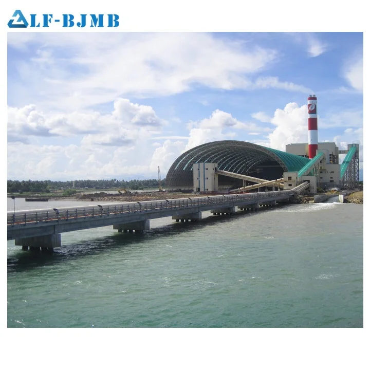 Famous Customized Light Steel  Space Frame Coal Storage Shed  Curved Roof Spatial Structures