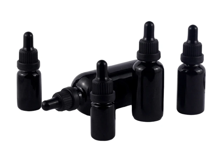 15ml 30ml Frosted Matte Black Boston Round Bottles With Dropper Caps