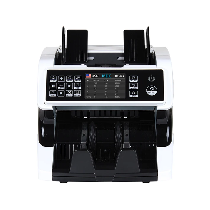 Новый 2023 с верхней загрузкой двумя цис-детекторами денег счетчик стоимости наличных банкнот функцией цис