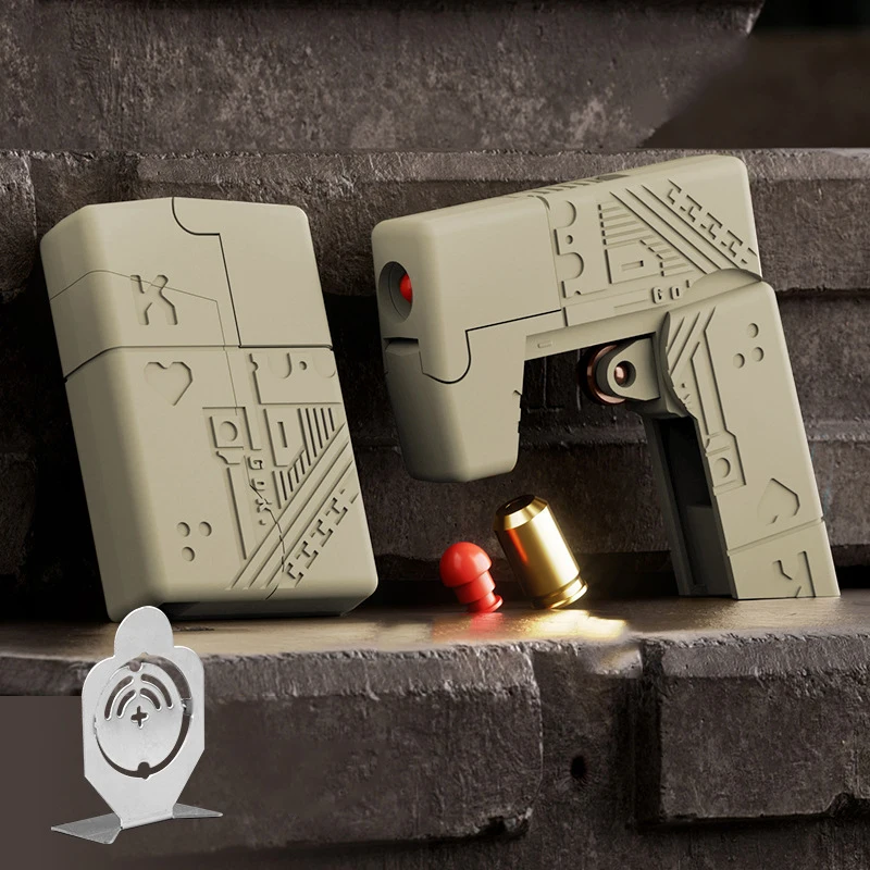 Wholesale Agent Fire Throwing Shell Soft Bullet Gun Model Foldable Lighter Shape Toy Gun Launcher Cool Stuff Toys Gift