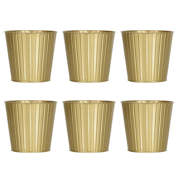 Galvanized Gold Luxury Metal Flower Pot Bucket Pail With Vertical For