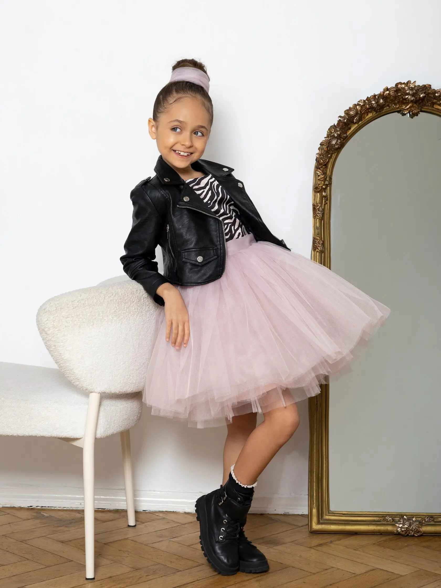 Custom Zebra-stripe Print Princess Performance Party Ball Gown Children Clothing Kids Wear Flower Girls Layered Dresses