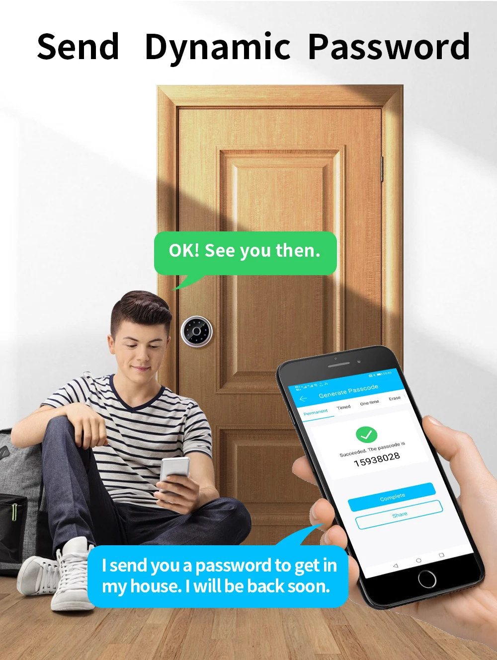 Single latch Password Card TTlock Interior Bedroom Door Fingerprint Smart Lock