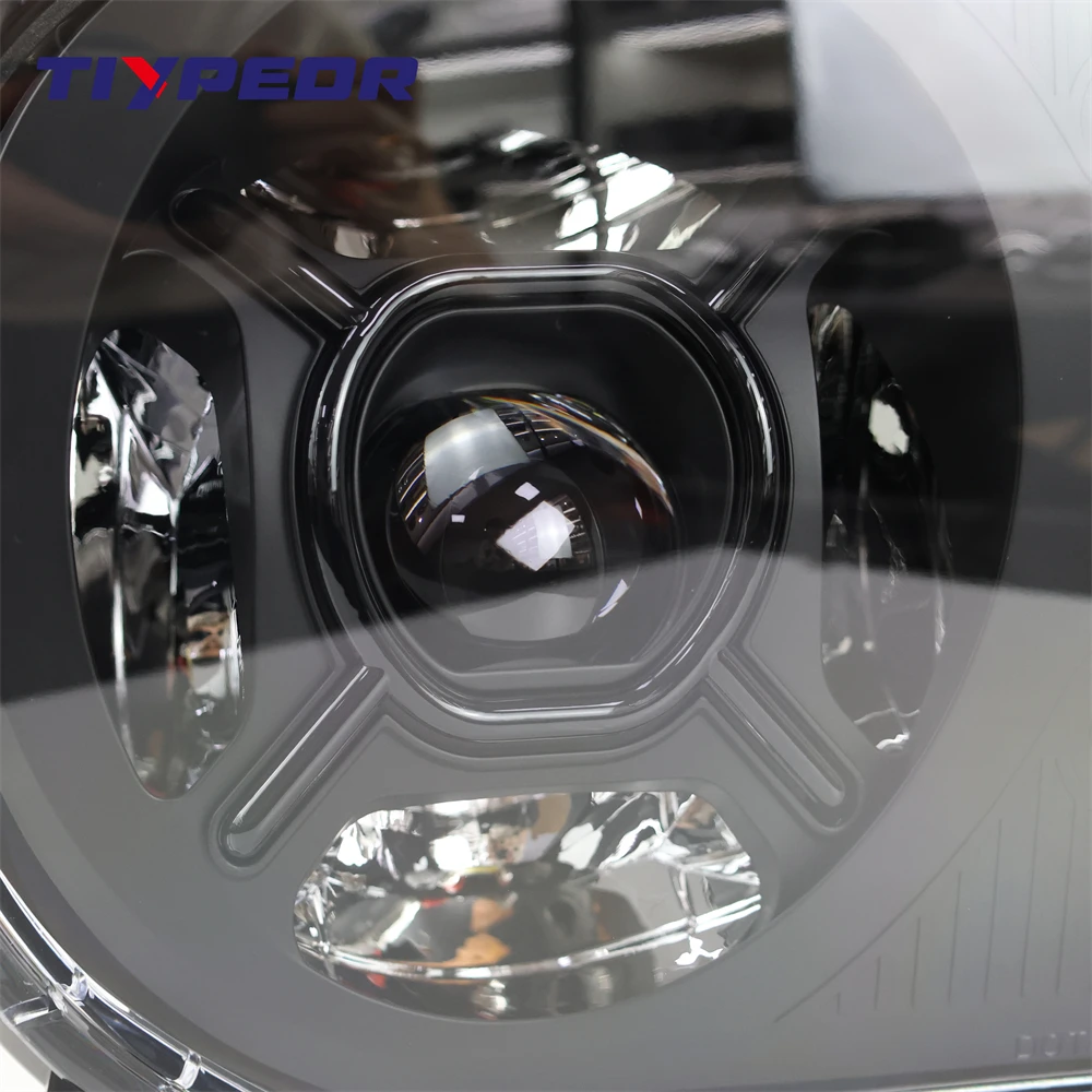 product tiypeor motorcycle headlamp for road glide 124w dual led project headlight with drl for road glide 2015 2020 h4-8