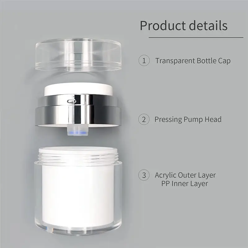 Plastic Cosmetic Packaging Empty Round Acrylic Airless Pump Jar Refillable Vacuum Bottle for Eye Cream and Skincare
