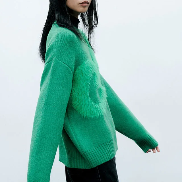 2023 Designer 100% Cashmere Long Sleeve Knitted Sweater for Women Solid Color Casual Style with Front Logo for Winter