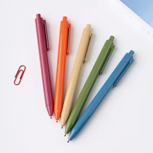 Wholesale Cheap High-Quality Custom Logo Morandi Color Press Black Gel Pen Promotional Click Pens for Corporate Branding Gifts