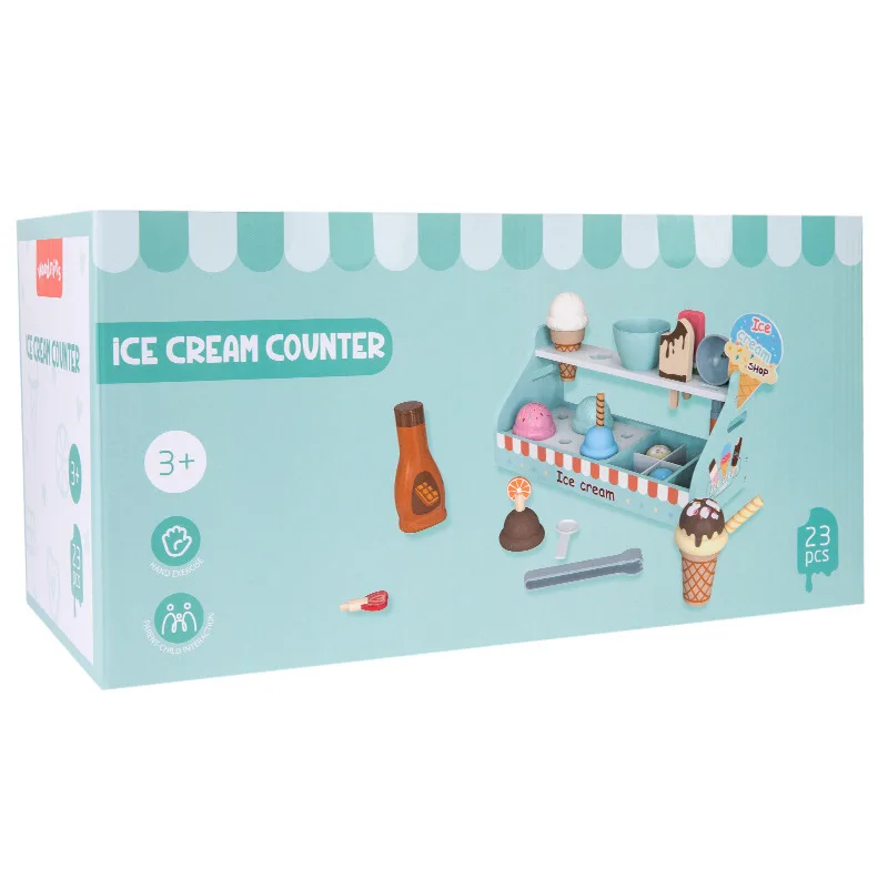 Educational Wooden Ice Cream Shop Toy Kitchen For Kids Oem