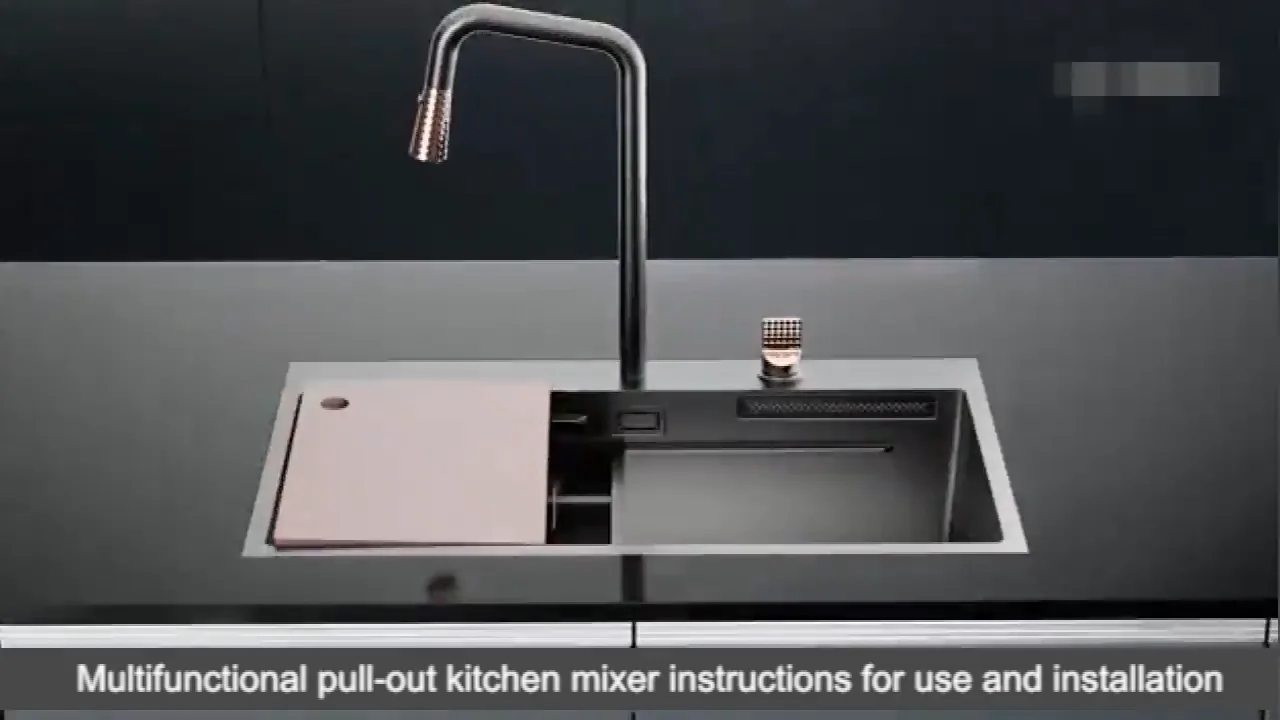 Luxury Kitchen Sinks 304 Stainless Steel Multifunctional Sink Modern Waterfall Single Bowl