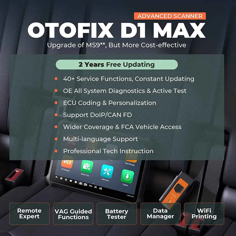 OTOFIX D1 MAX Herramienta de Diagnóstico Profesional 36 + Funciones de Servicio Leer/Borrar Códigos Ver Datos en Vivo Prueba Activa OTOFIX D1 Max
