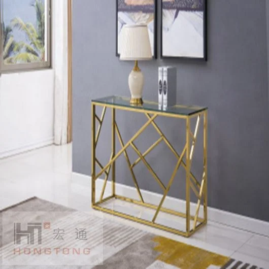 Rectangular Console Table Stainless Steel Legs Tempered Glass Top Marble Hallway Table