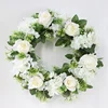 white rose green wreath