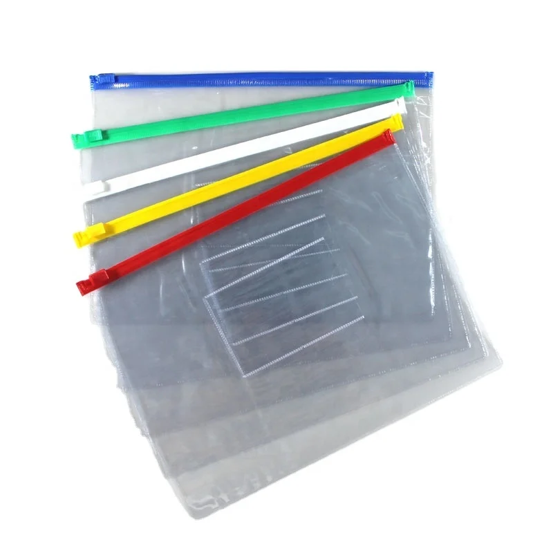 School Poly Zip Envelopes in Clear A4 A5 A6 Sizes PVC Label Pocket Plastic Zipper PP Document Bags Folder Holder Box Patterns
