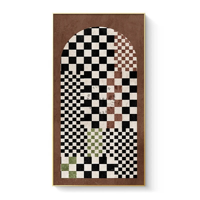 Factory Sales Block Chessboard Diamond Crystal Porcelain Art Painting for Wall