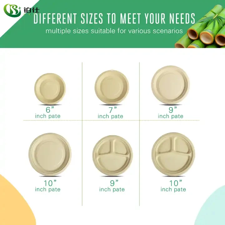 Wholesale Bamboo Disposable Plate Eco Friendly Bamboo Compartment