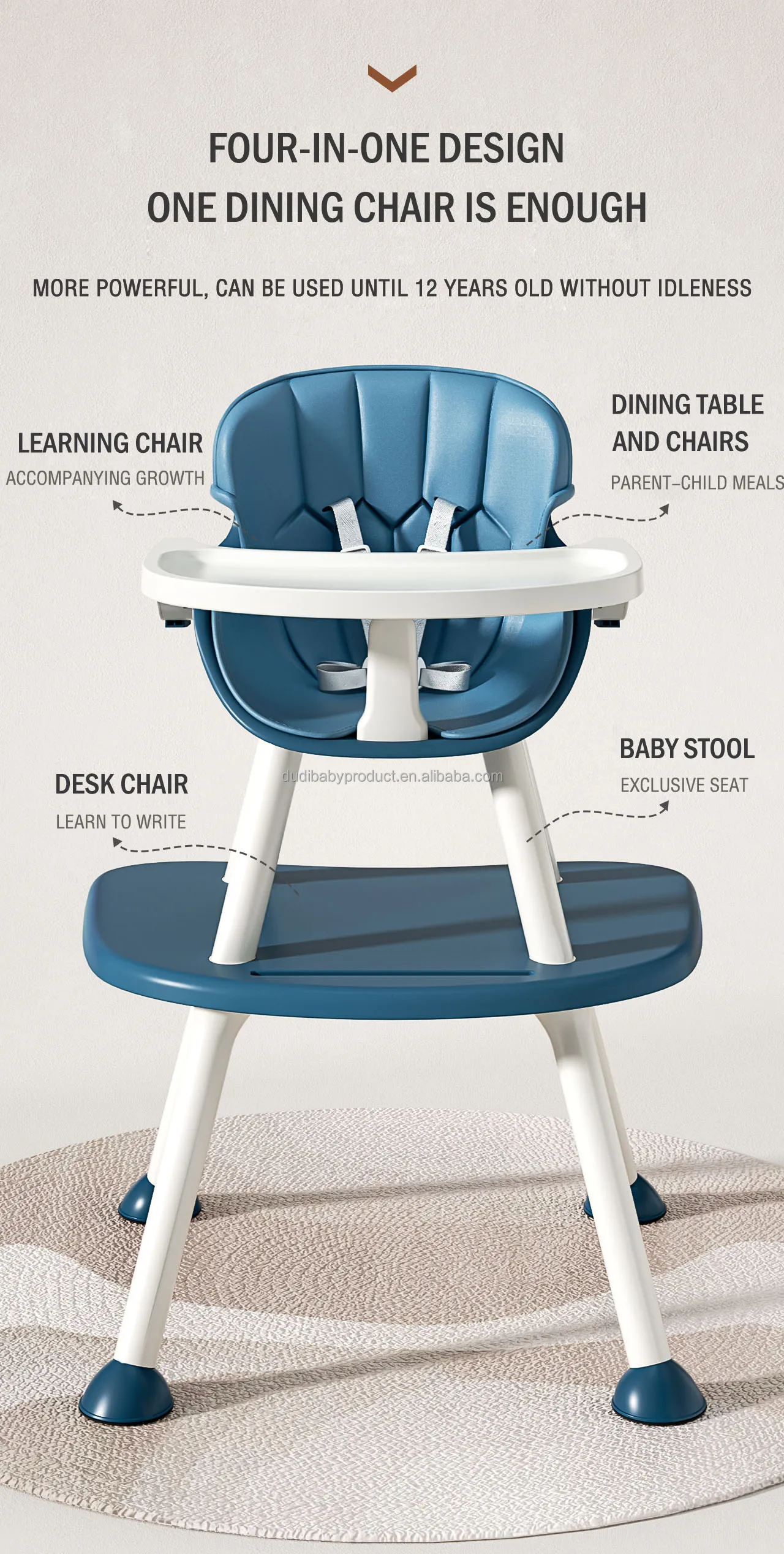 Best Quality Durable Baby 4 in 1 Dinning High Chair with Table
