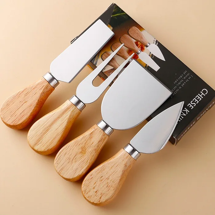 Premium Wooden Handle Stainless Steel Mini Cheese Knives Set For