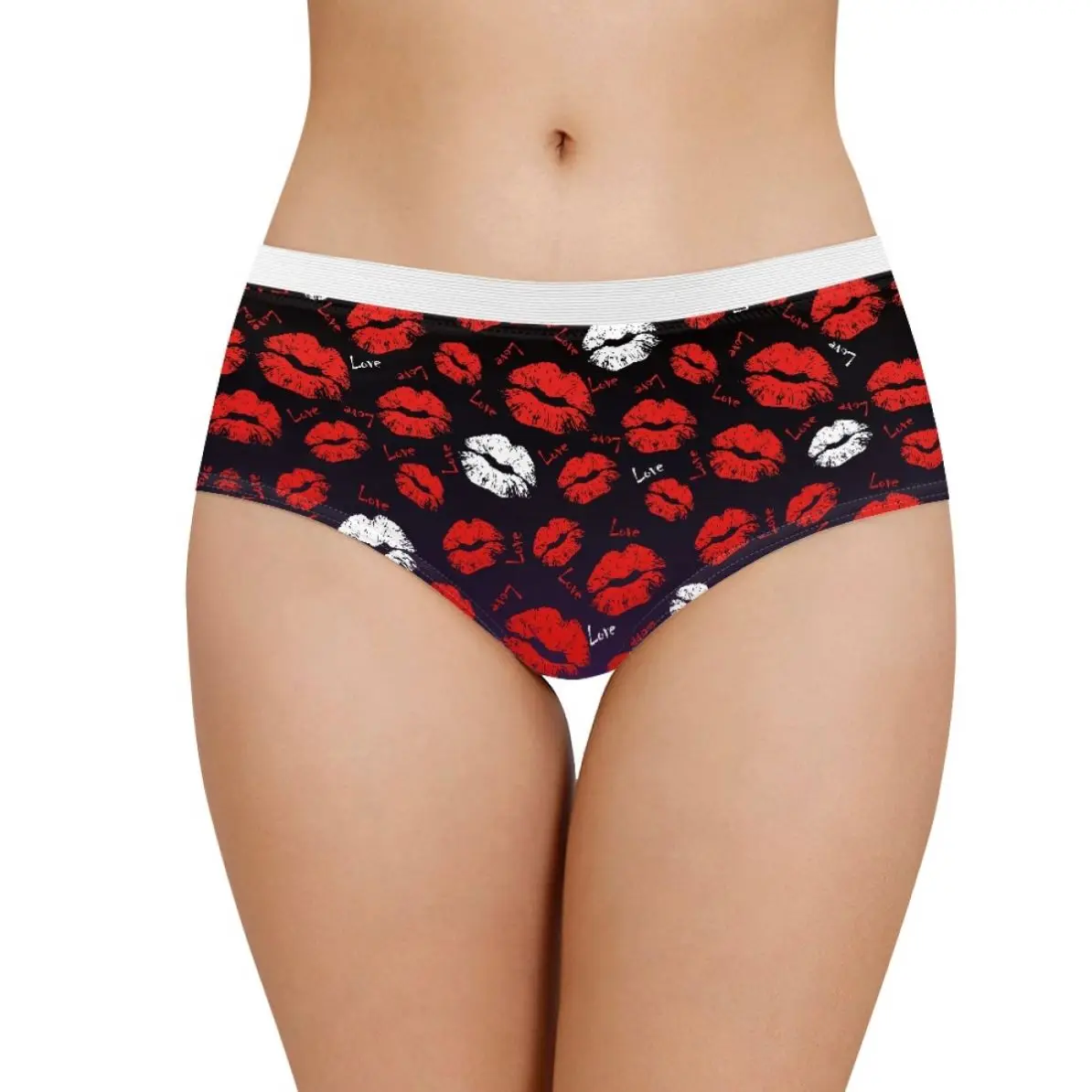Custom Panties Sexy Lingerie Valentines Day Theme Red Lip Print Women's Underpants Print On
