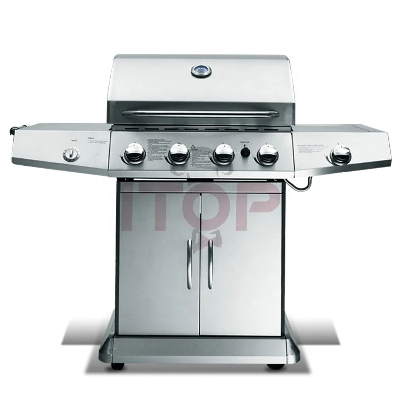 
4 горелки из нержавеющей стали для барбекю, пропановые газовые грили с боковой горелкой для заднего двора, уличное кухонное оборудование для готовки 