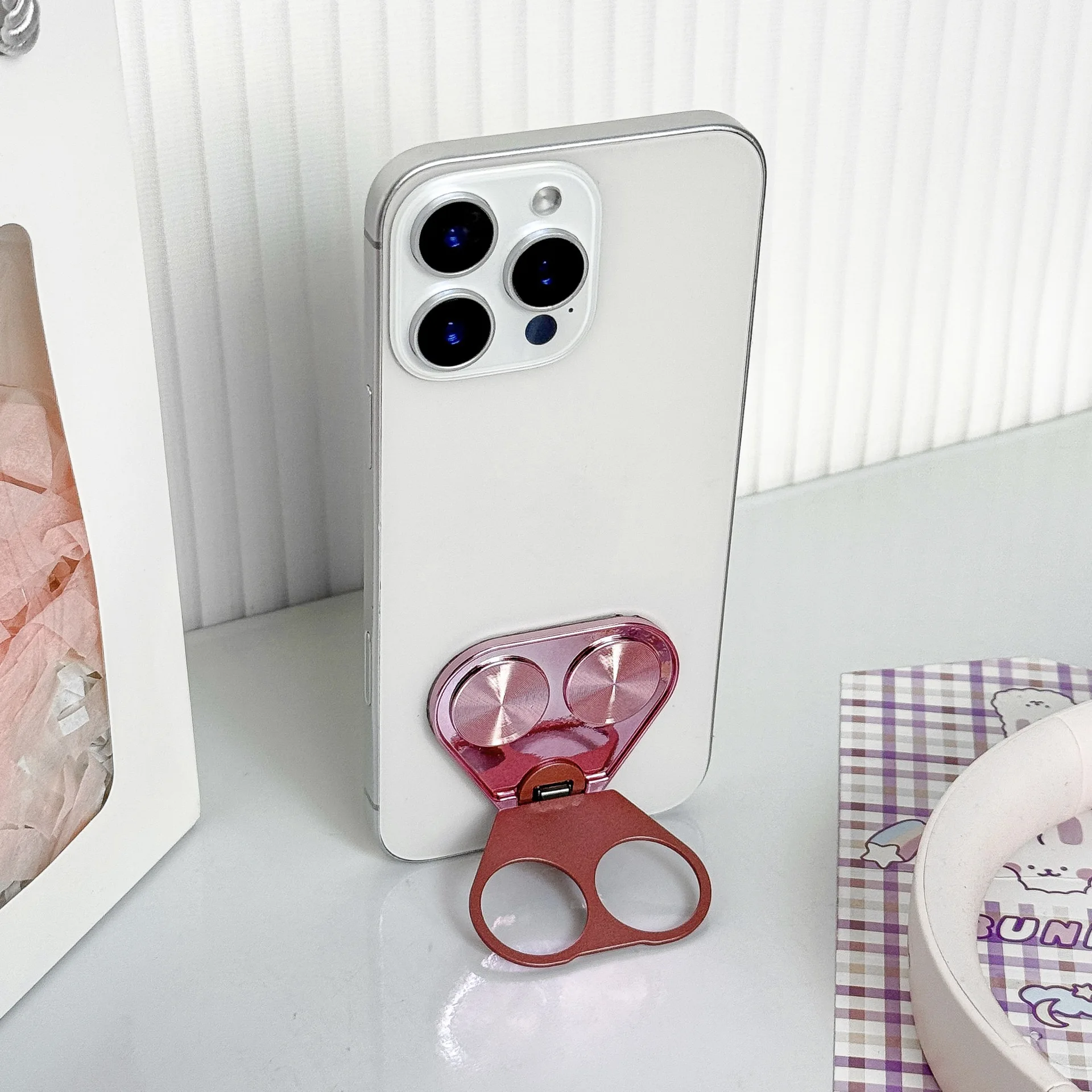 Dual-Ring 360° Rotating Phone Finger Stand | Handheld Creative Portable Ring Holder | Plastic + Alloy Material Minimalist Style