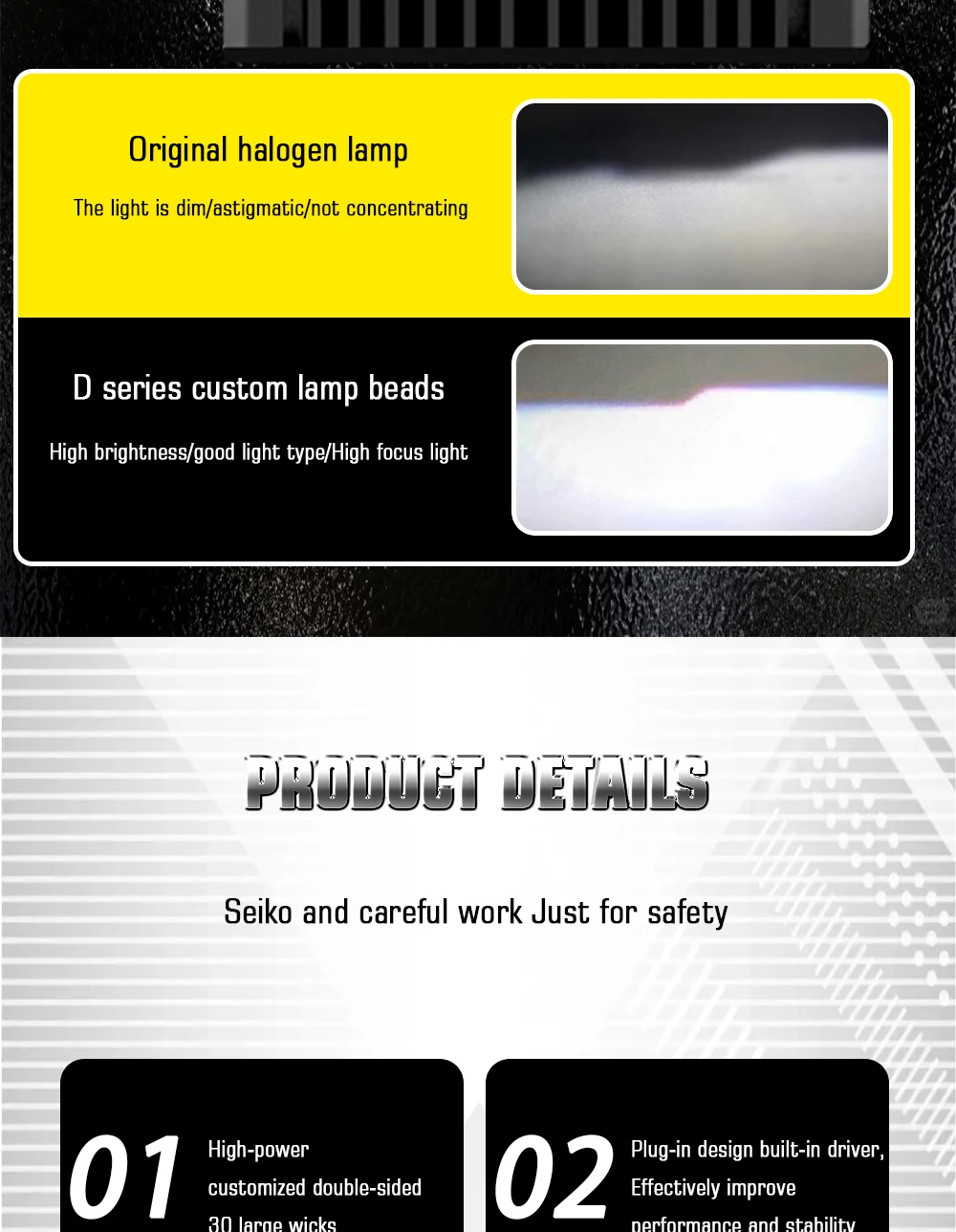 Car LED front light 110W 12000LM 6000K bright d3s non -destructive installation directly replace the original car bulb D2s D1s
