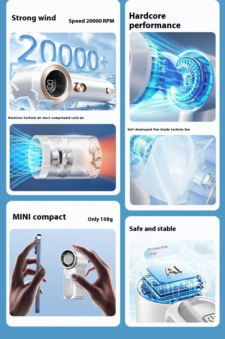 Modern USB Rechargeable Plastic Lightweight Mini Handheld Portable Electric Fan 100 Speed Settings for Kids Outdoor Use English