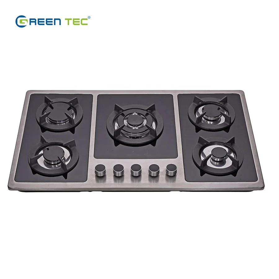 Low Price 6 Burner Gas Cooker With Gas Oven Built In Top Table Tempered