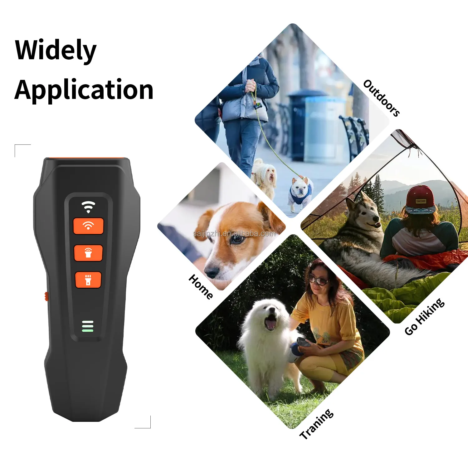 Saijzek Outdoor Rechargeable 3 Mode Sonic+Laser Ultrasonic Dog Training Device Dog Barking Deterrent Device Anti Barking Device details