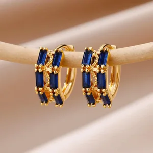 MW Factory Wholesale Mulit Colors Crystal Rhinestone Earings Gold 18k Women Zircon  Huggies Hoop Earring for Gift