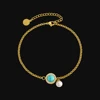 2.5mm Cable anklet with Turquoise & Pearl
