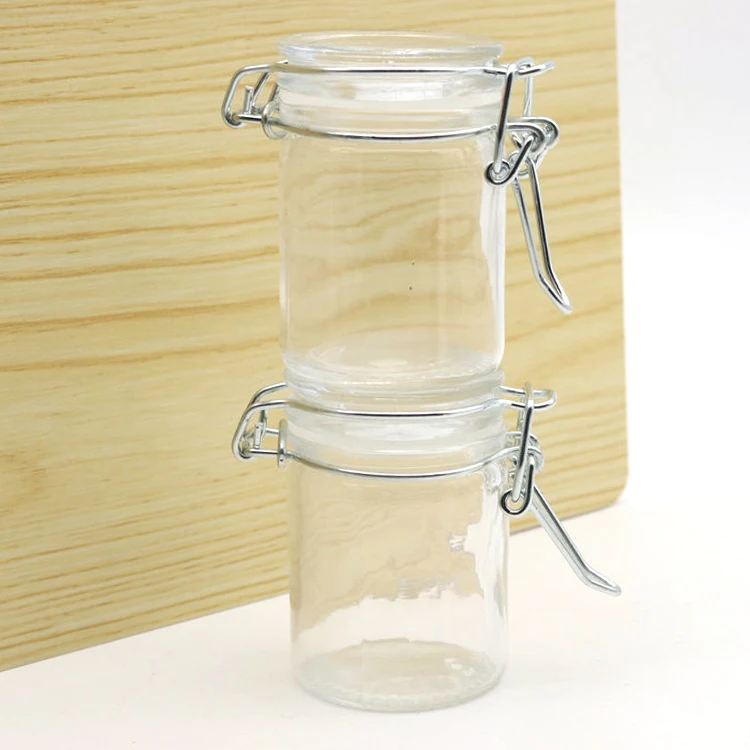 China 50ml 75ml 100ml Airtight Clamp Lid Glass Salt Spices Storage Jar  factory and manufacturers